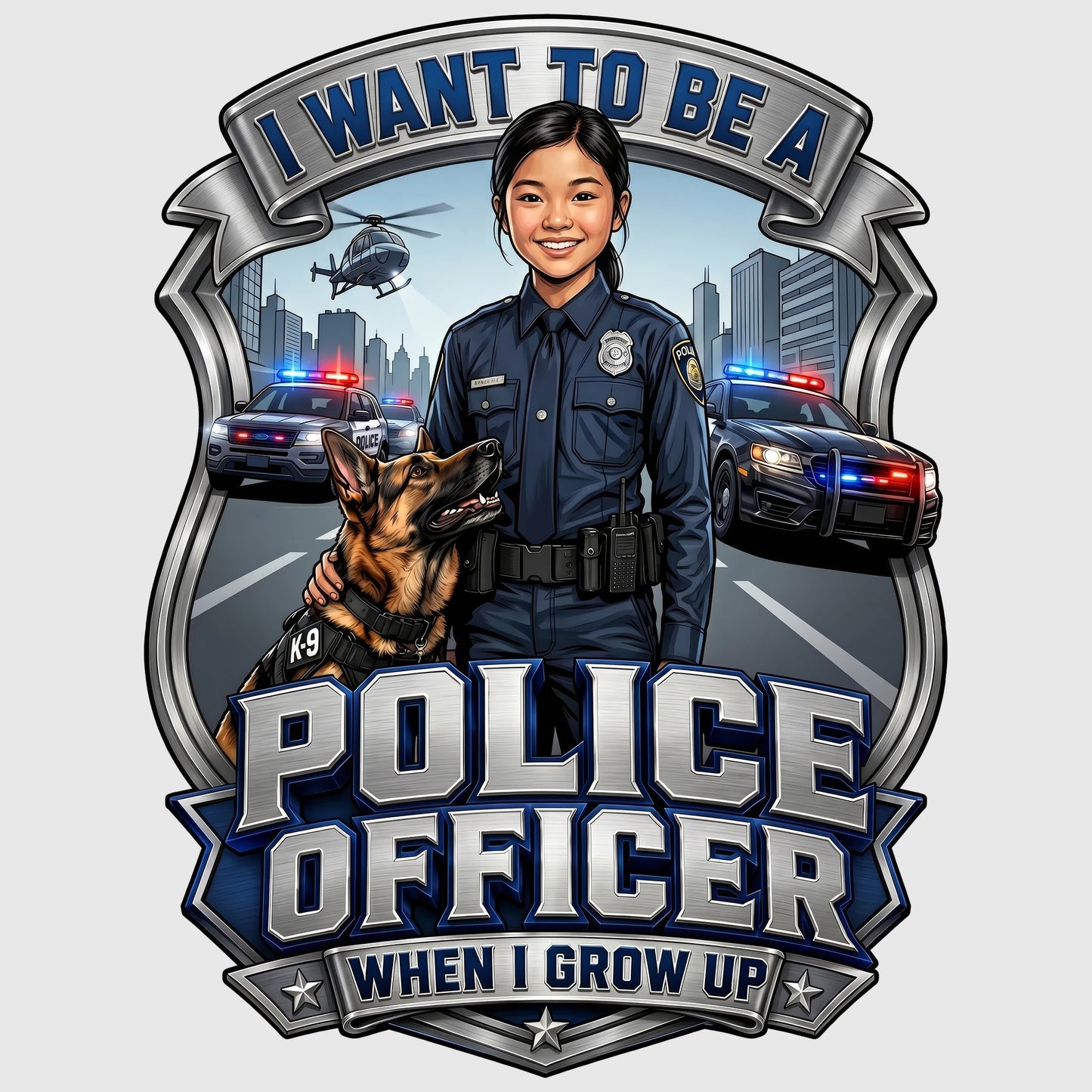 Future Police Officer Tee – Asian Girl
