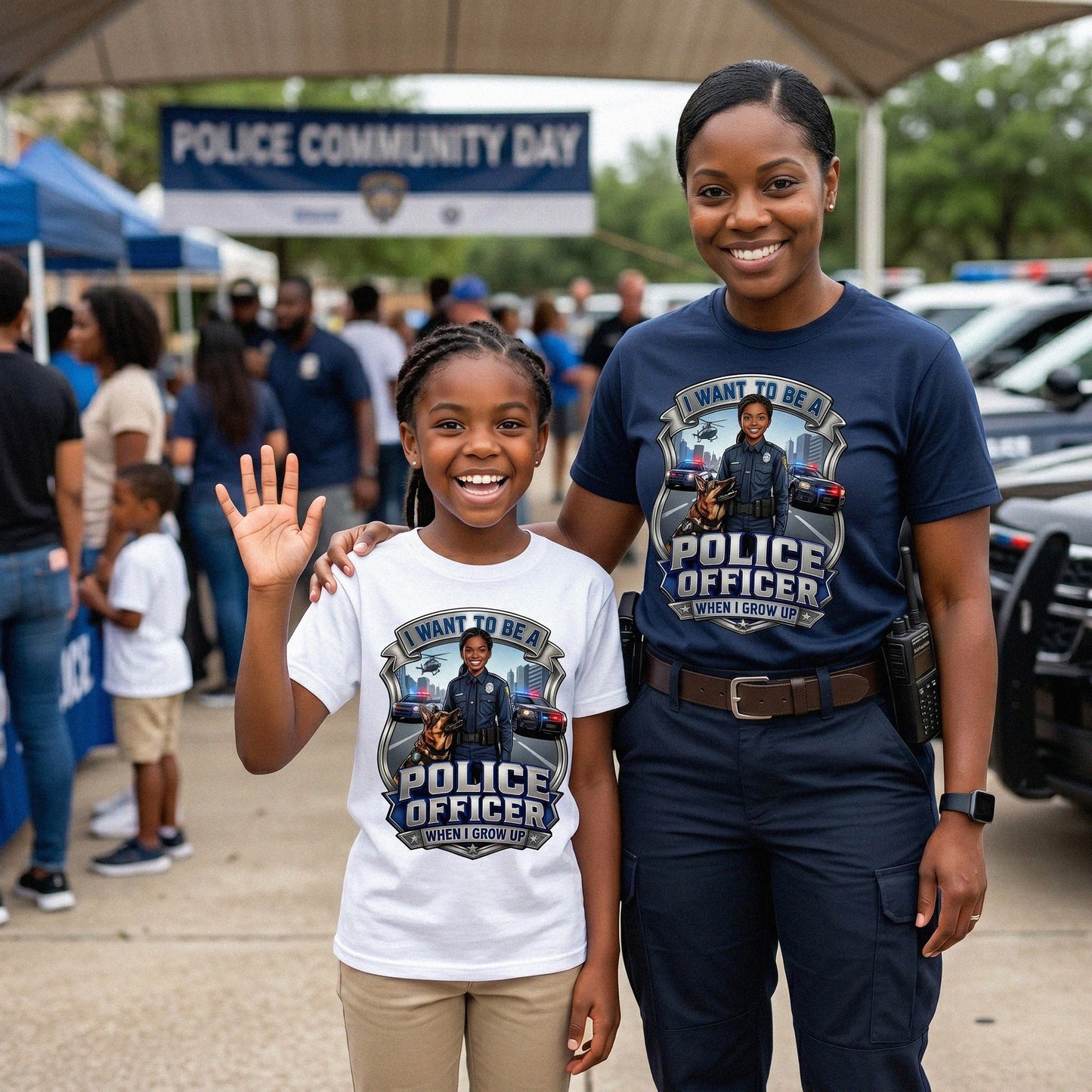 Youth Future Police Officer Tee – Black Girl