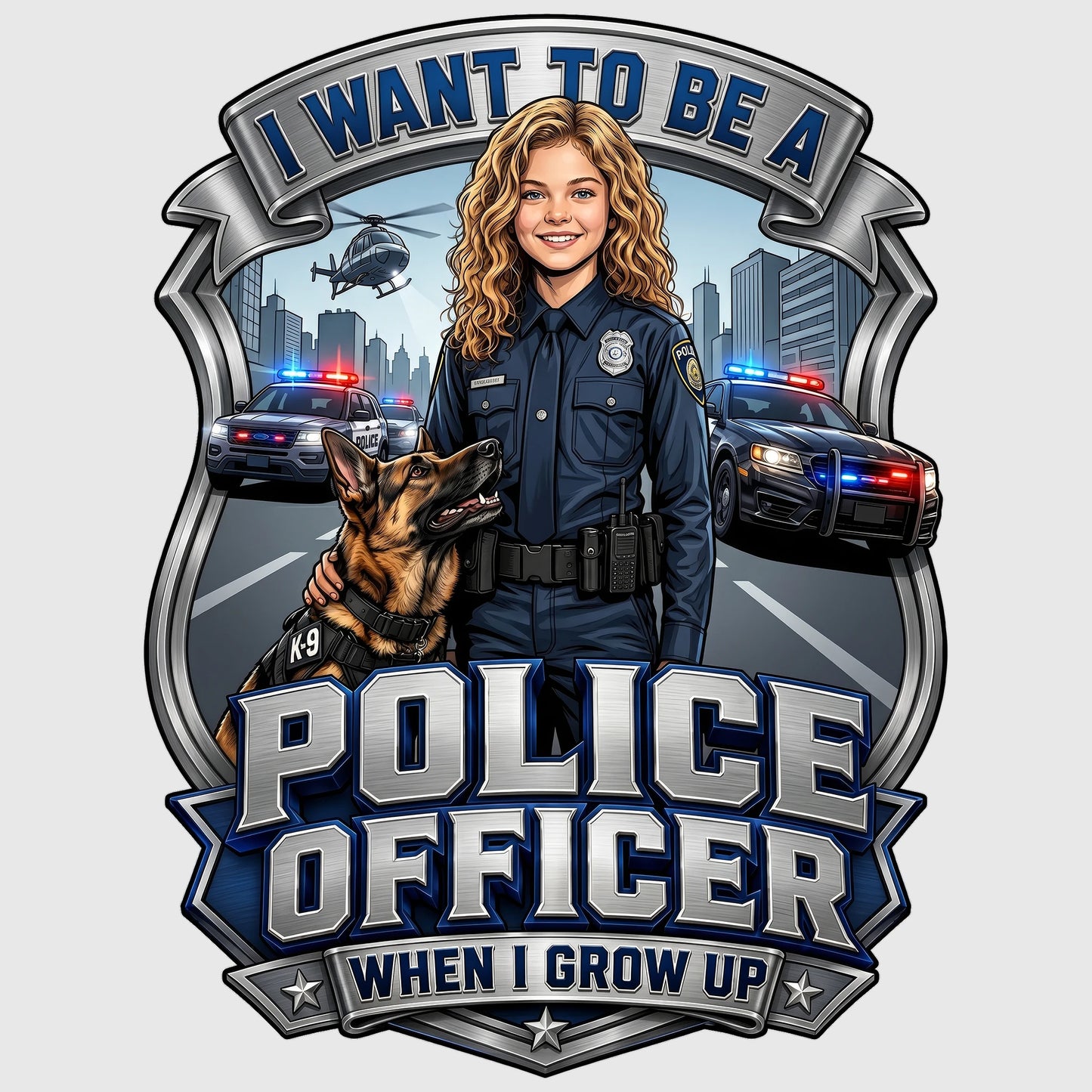 Youth Future Police Officer Tee – White Girl