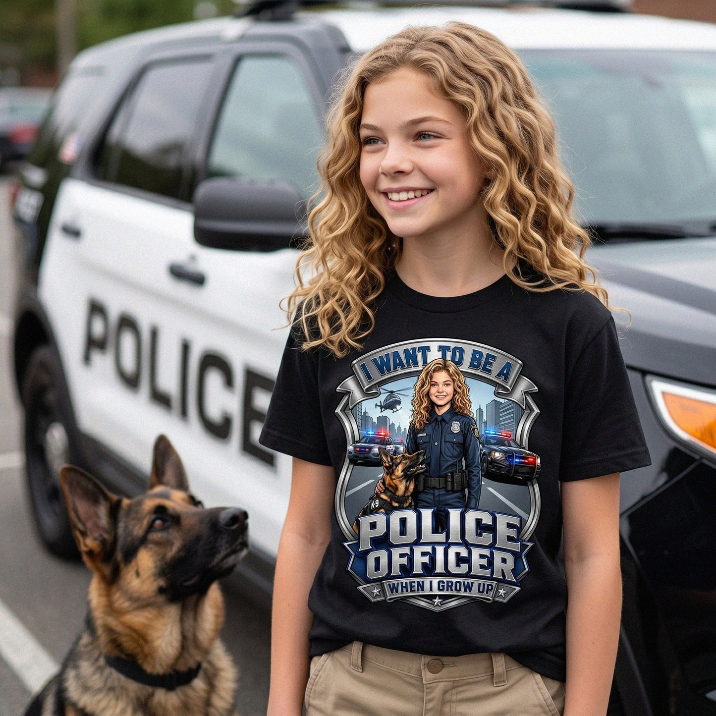 Youth Future Police Officer Tee – White Girl
