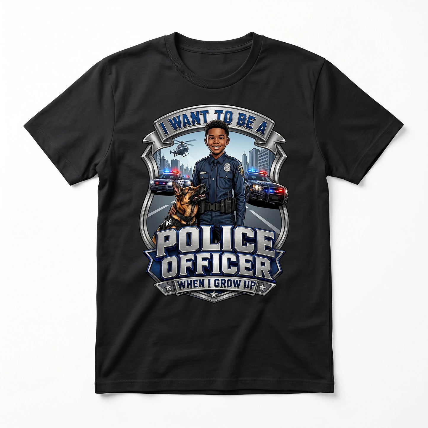 Future Police Officer Tee – Black Boy