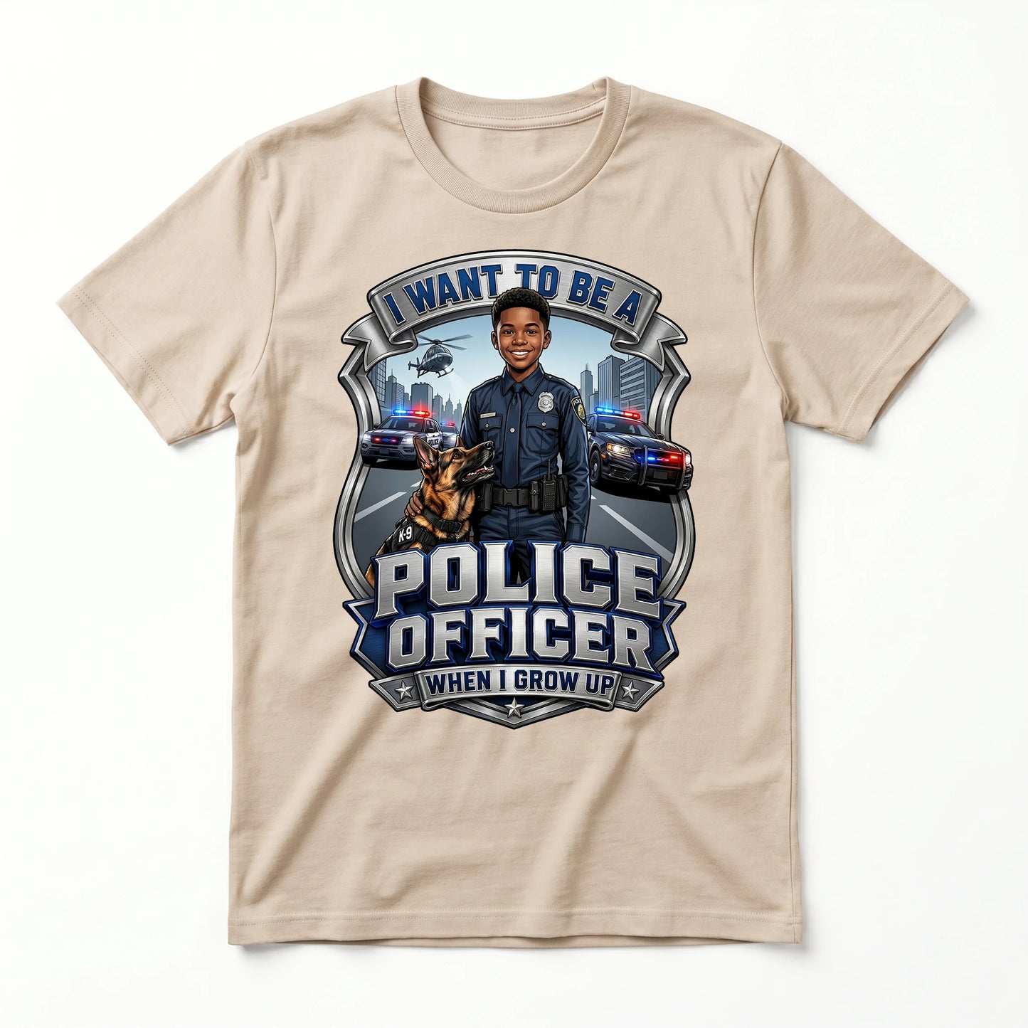 Future Police Officer Tee – Black Boy