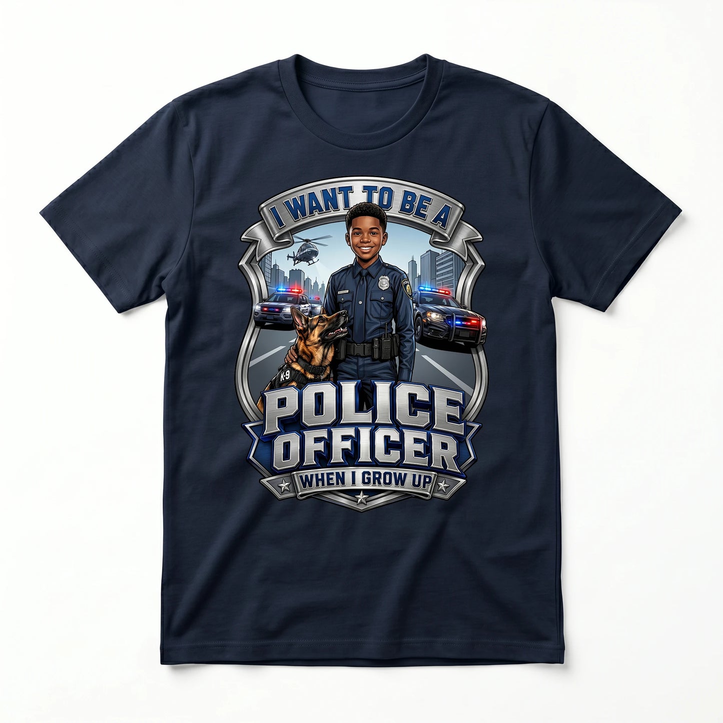 Future Police Officer Tee – Black Boy
