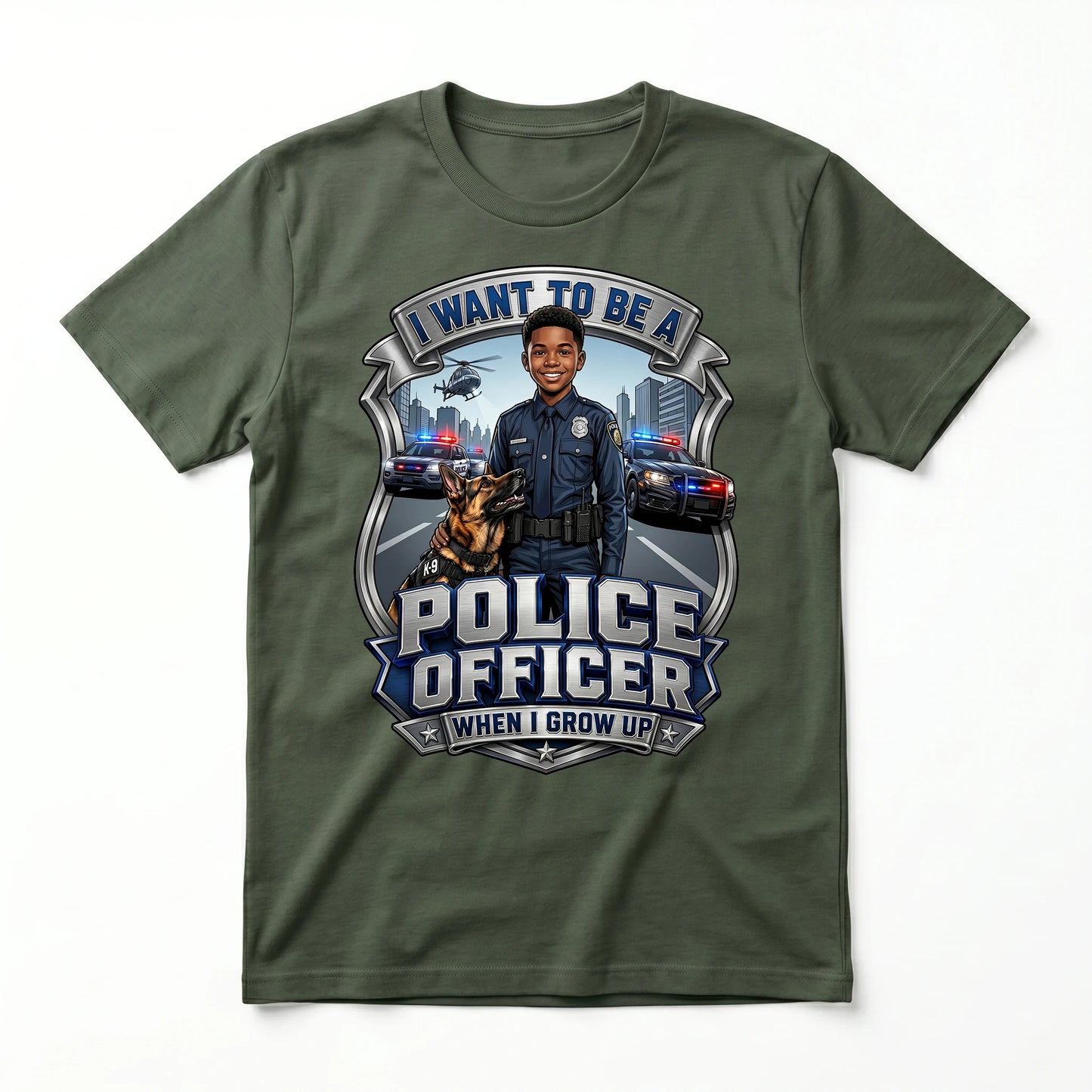 Future Police Officer Tee – Black Boy