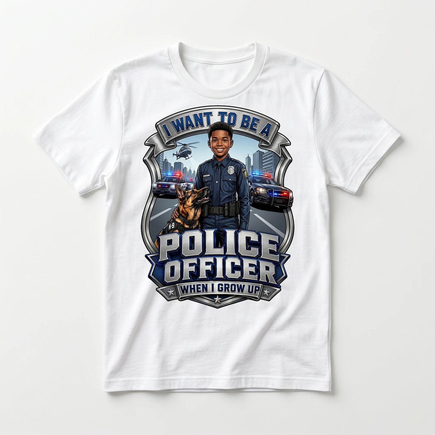 Youth Future Police Officer Tee – Black Boy