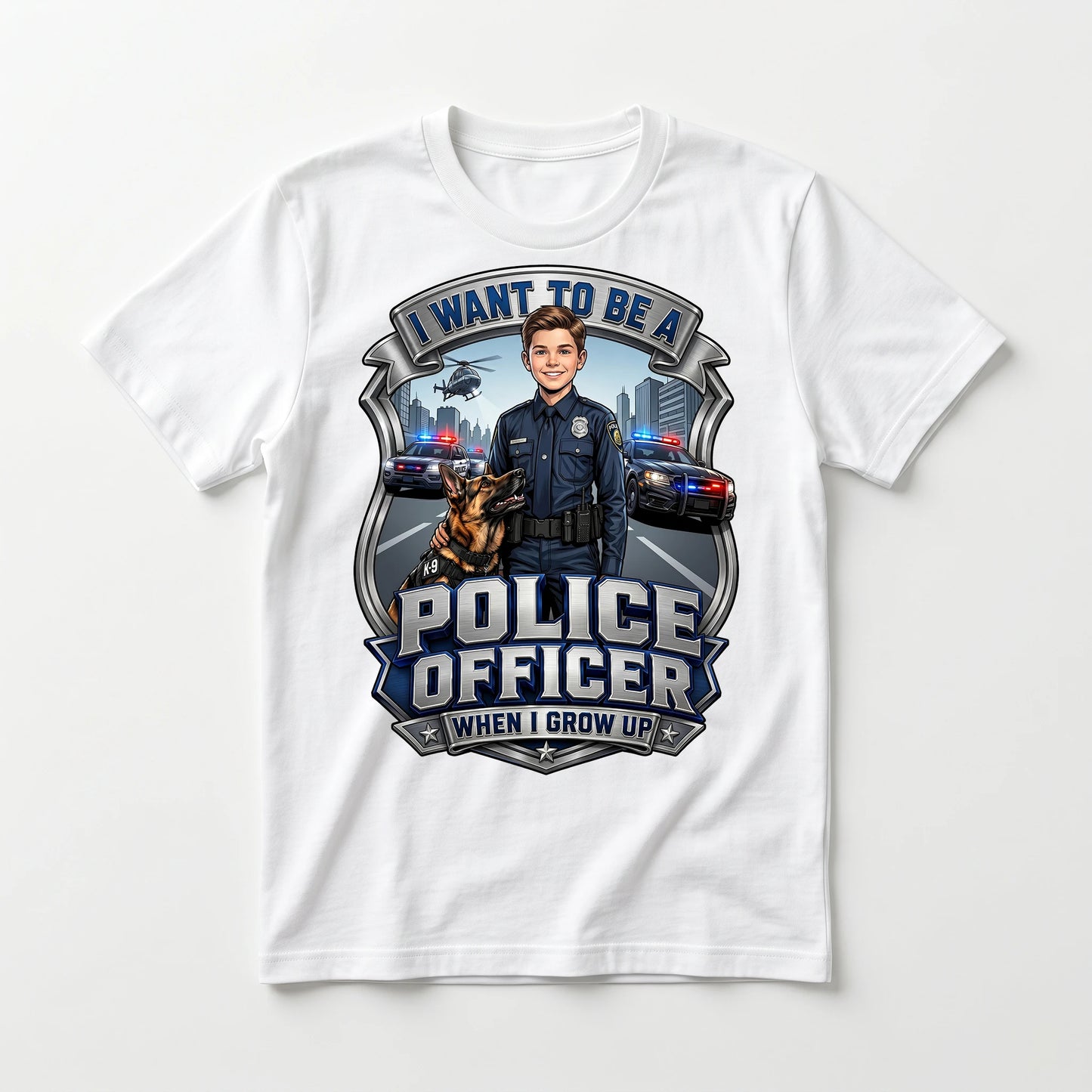 Youth Future Police Officer Tee – White Boy