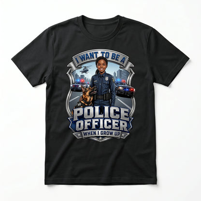 Youth Future Police Officer Tee – Black Girl