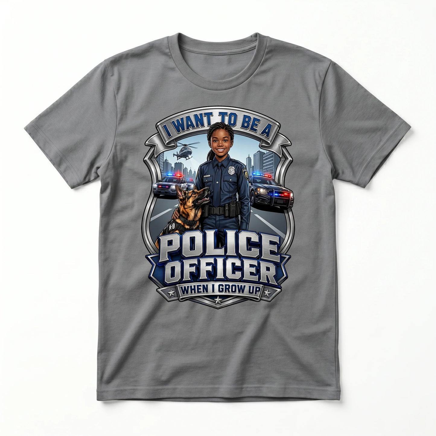 Youth Future Police Officer Tee – Black Girl