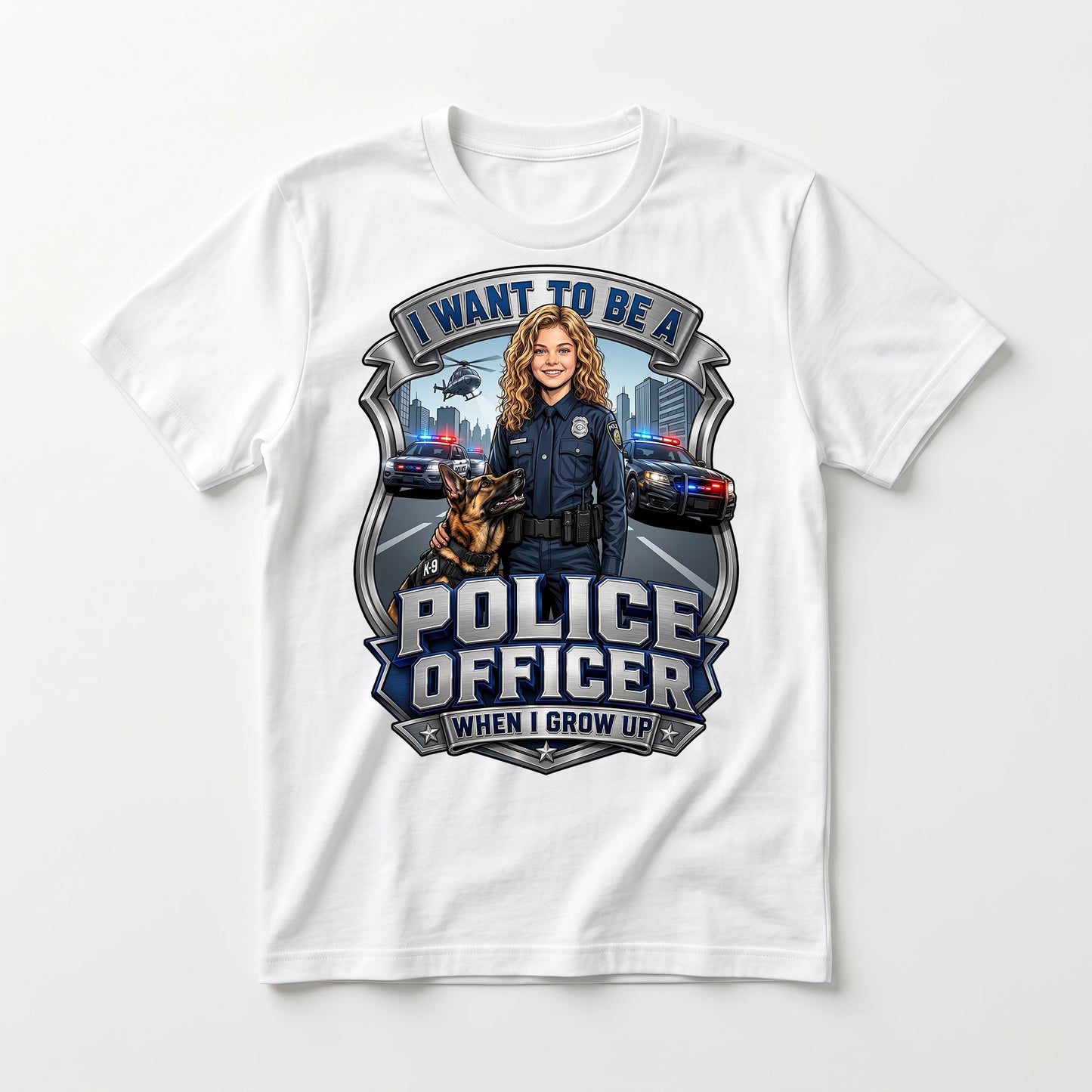 Youth Future Police Officer Tee – White Girl