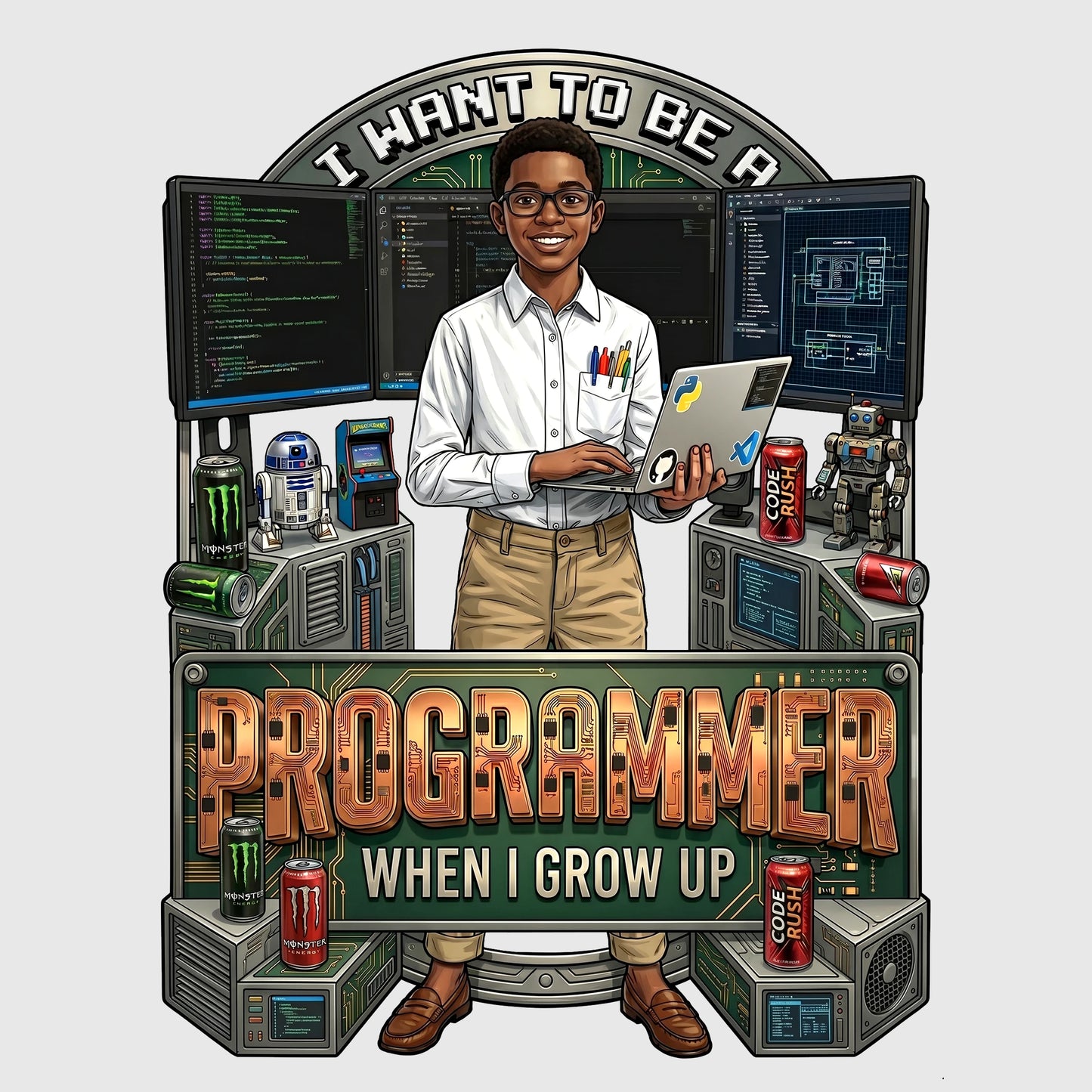 Youth Future Programmer Tee – Black Boy