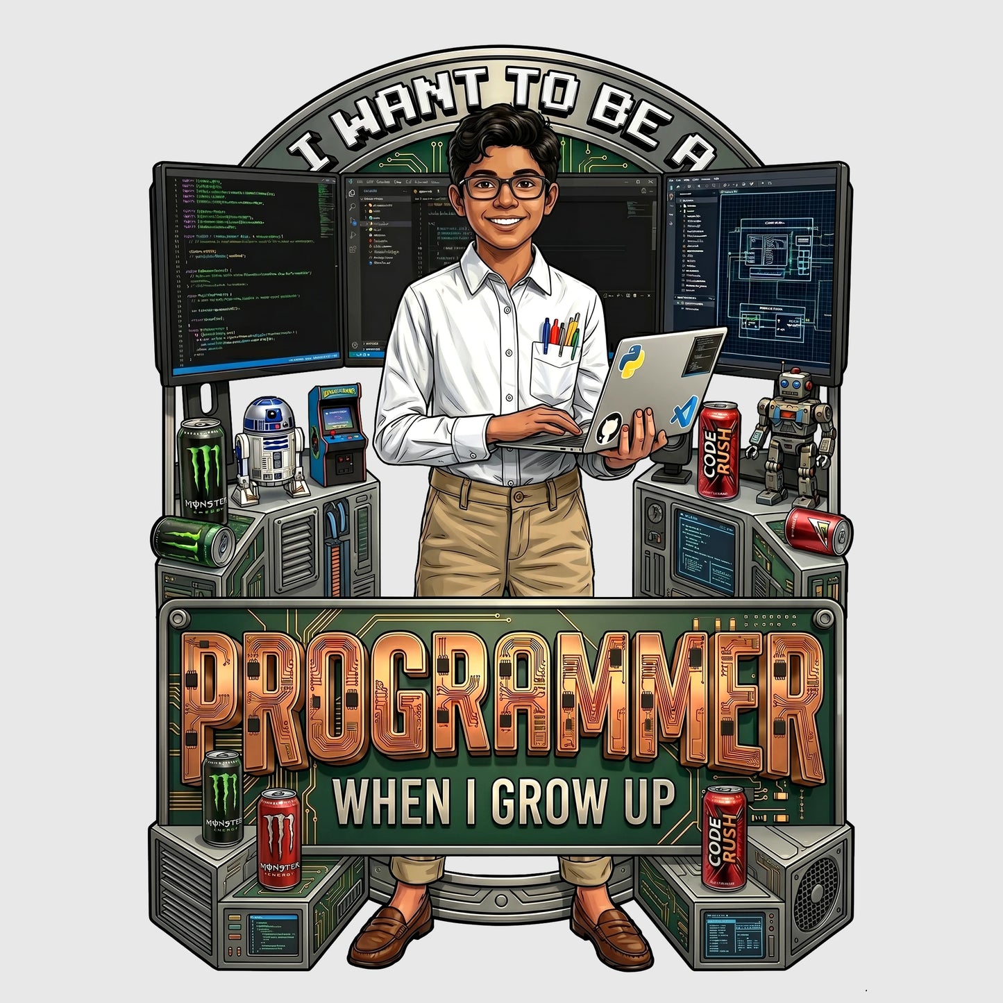 Youth Future Programmer Tee – Latino Boy
