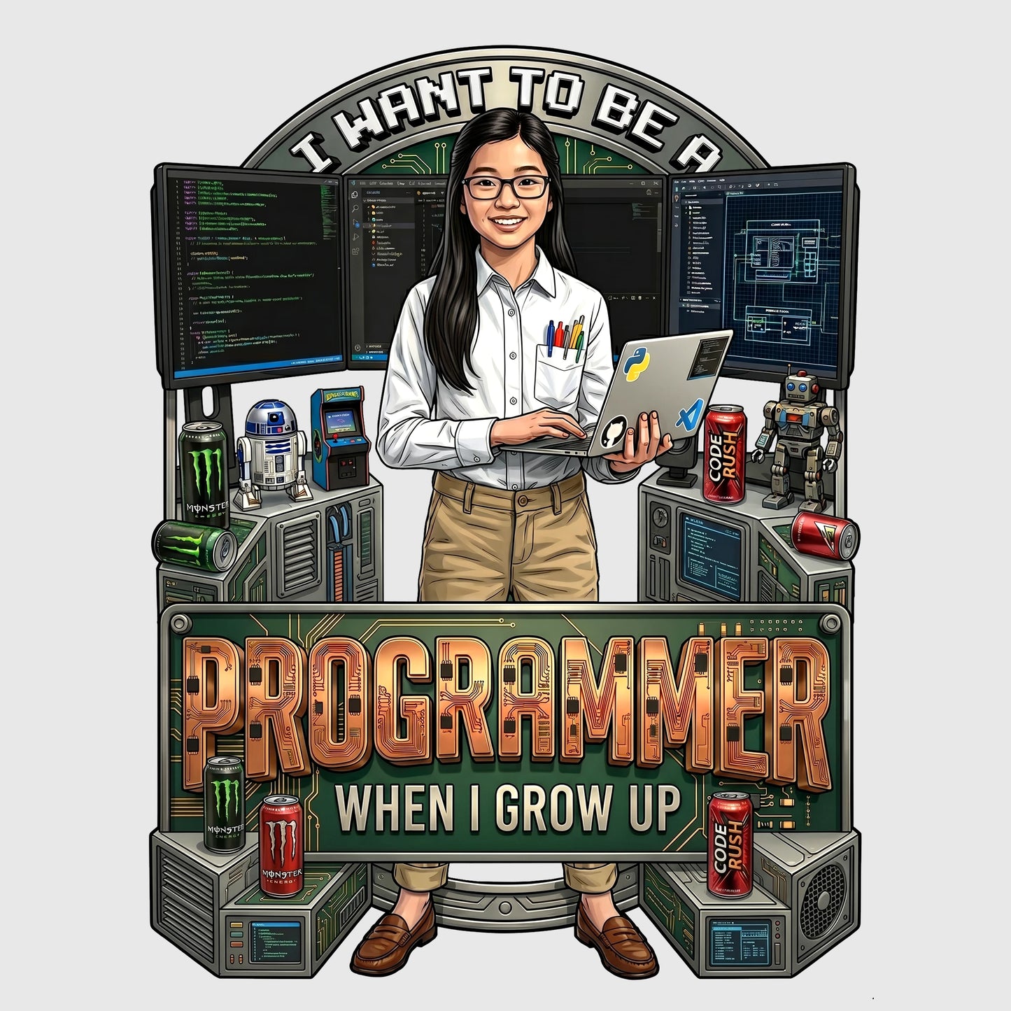 Youth Future Programmer Tee – Asian Girl