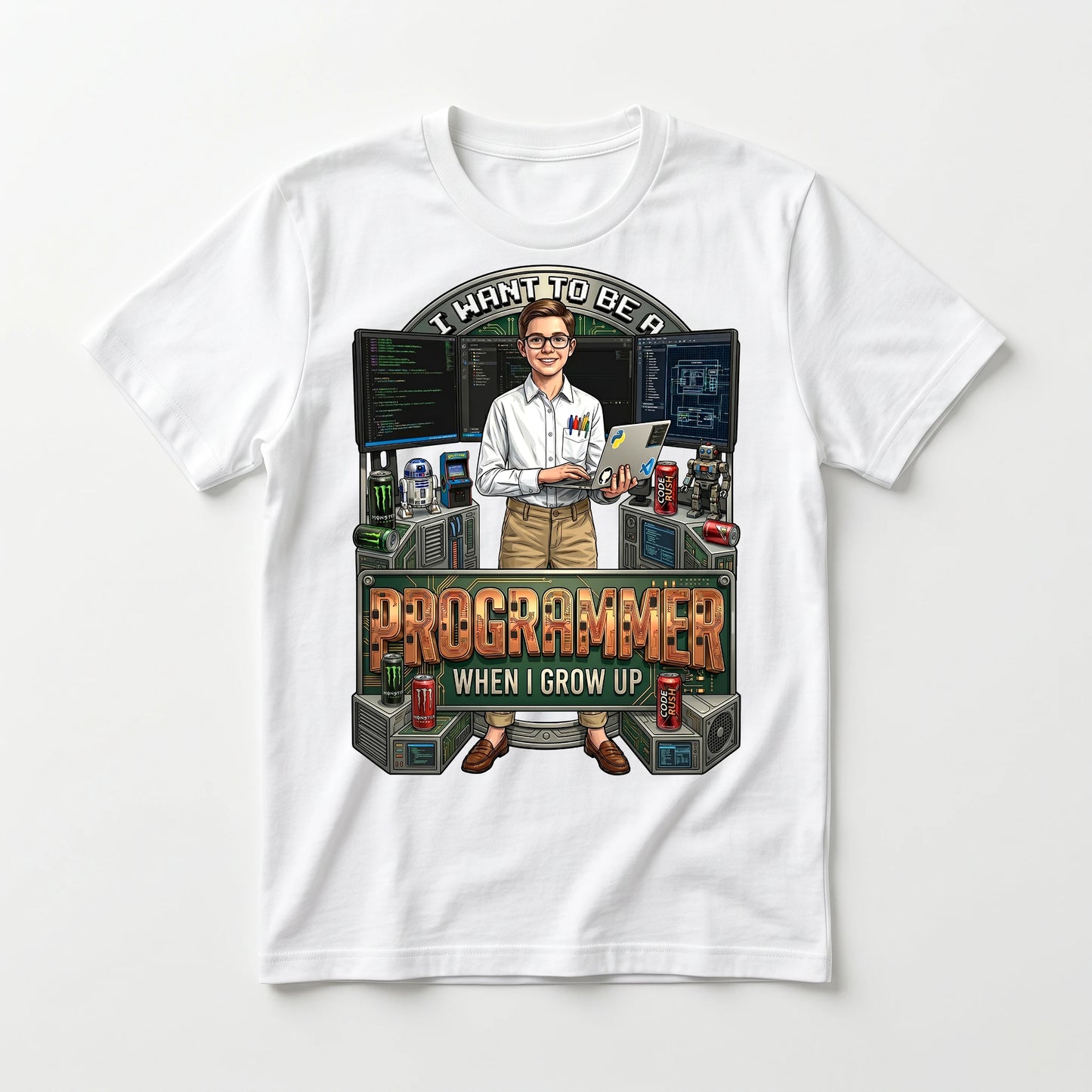 Youth Future Programmer Tee – White Boy