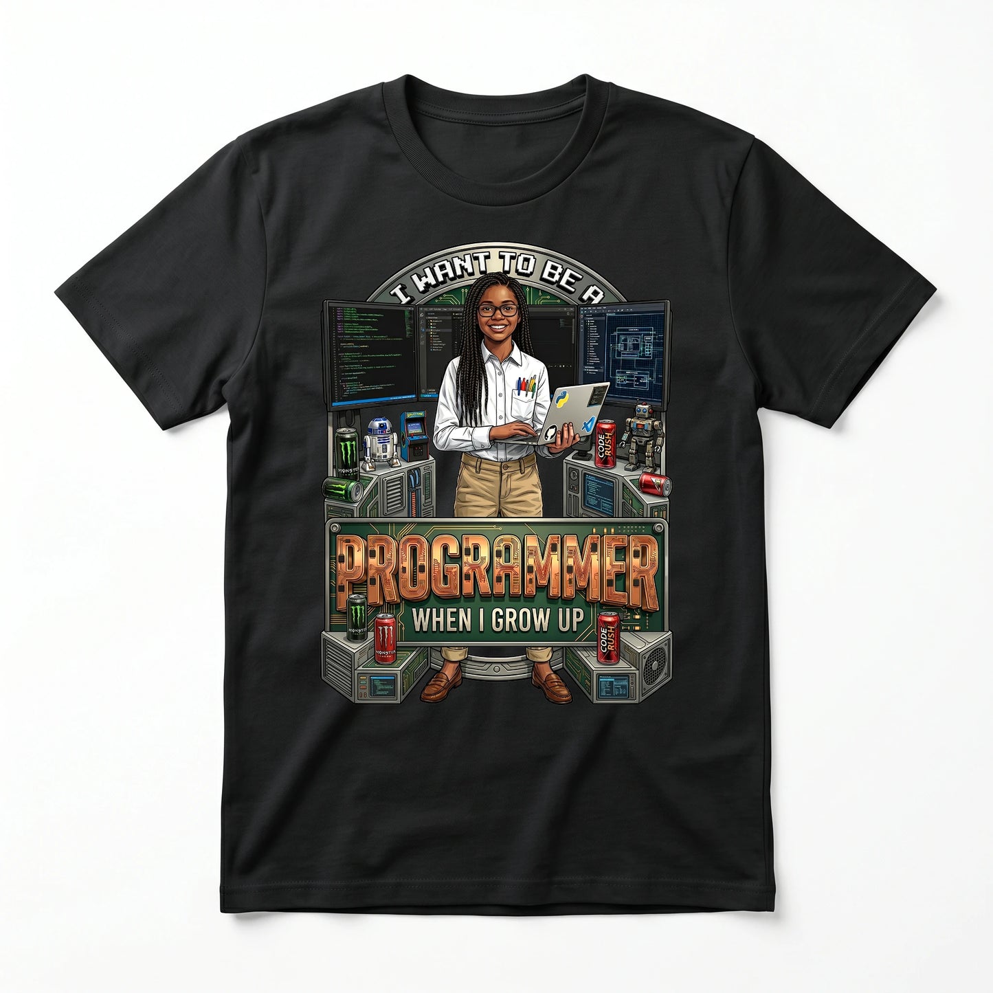 Youth Future Programmer Tee – Black Girl