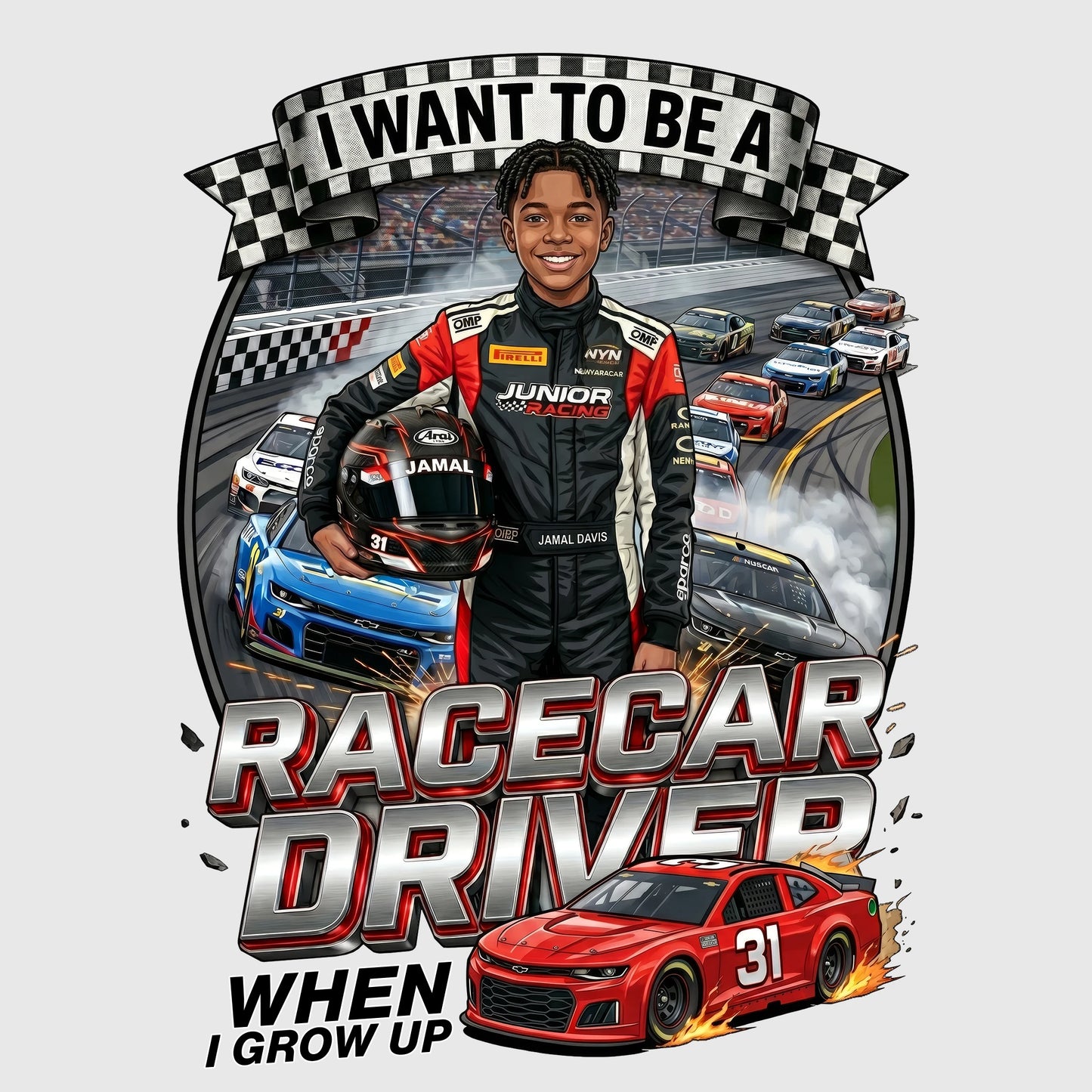 Youth Future Racecar Driver Tee – Black Boy