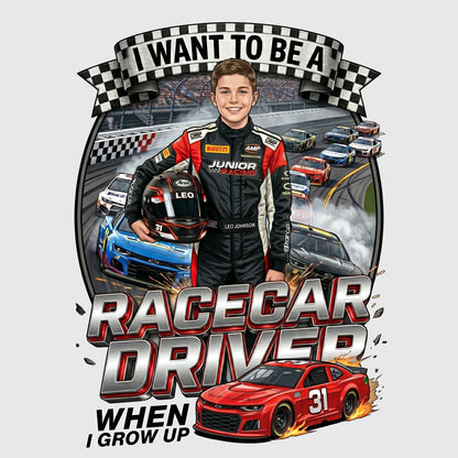 Youth Future Racecar Driver Tee – White Boy