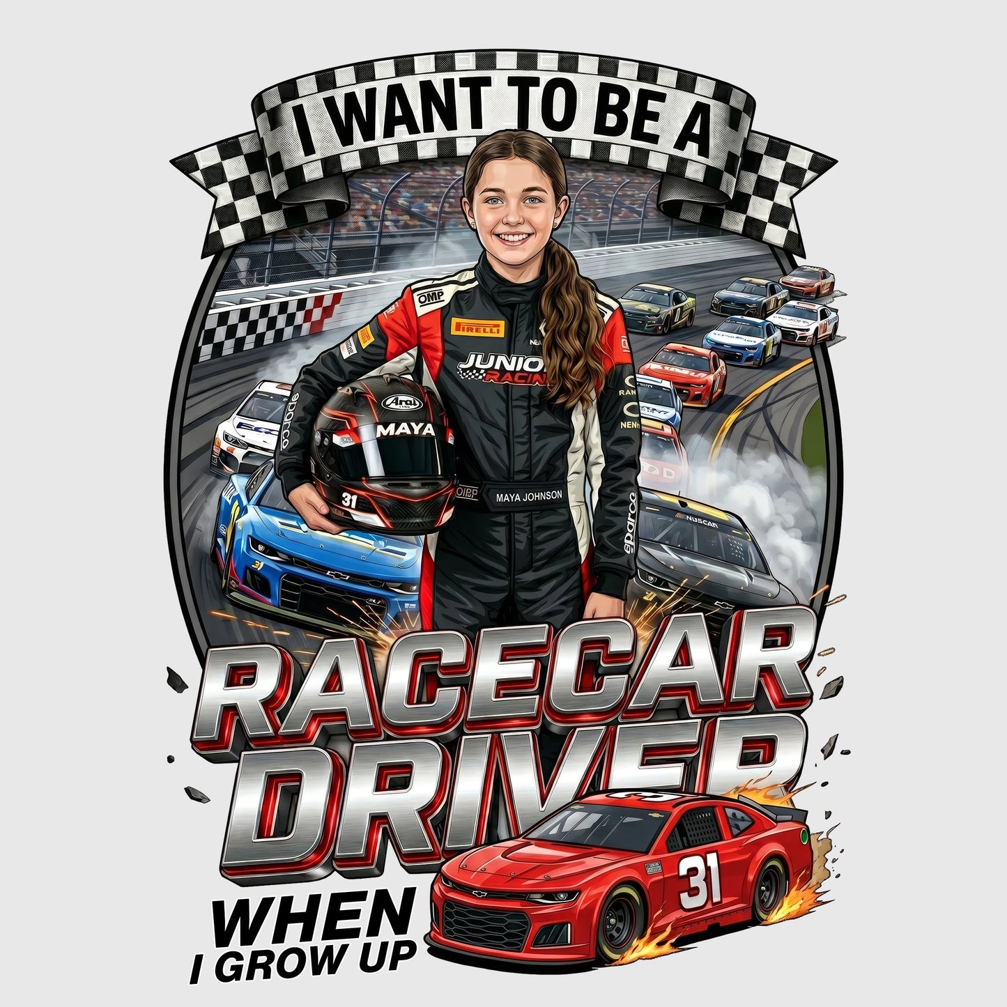 Future Racecar Driver Tee – White Girl