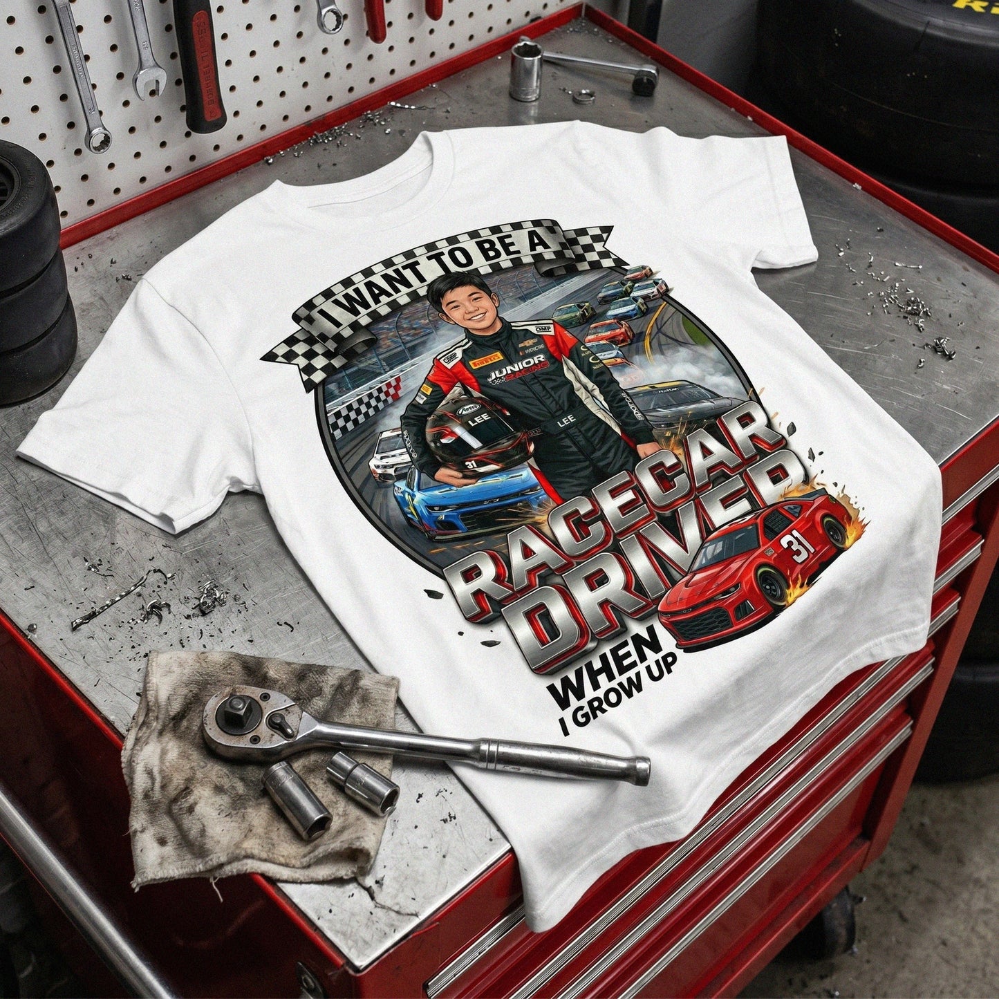 Youth Future Racecar Driver Tee – Asian Boy