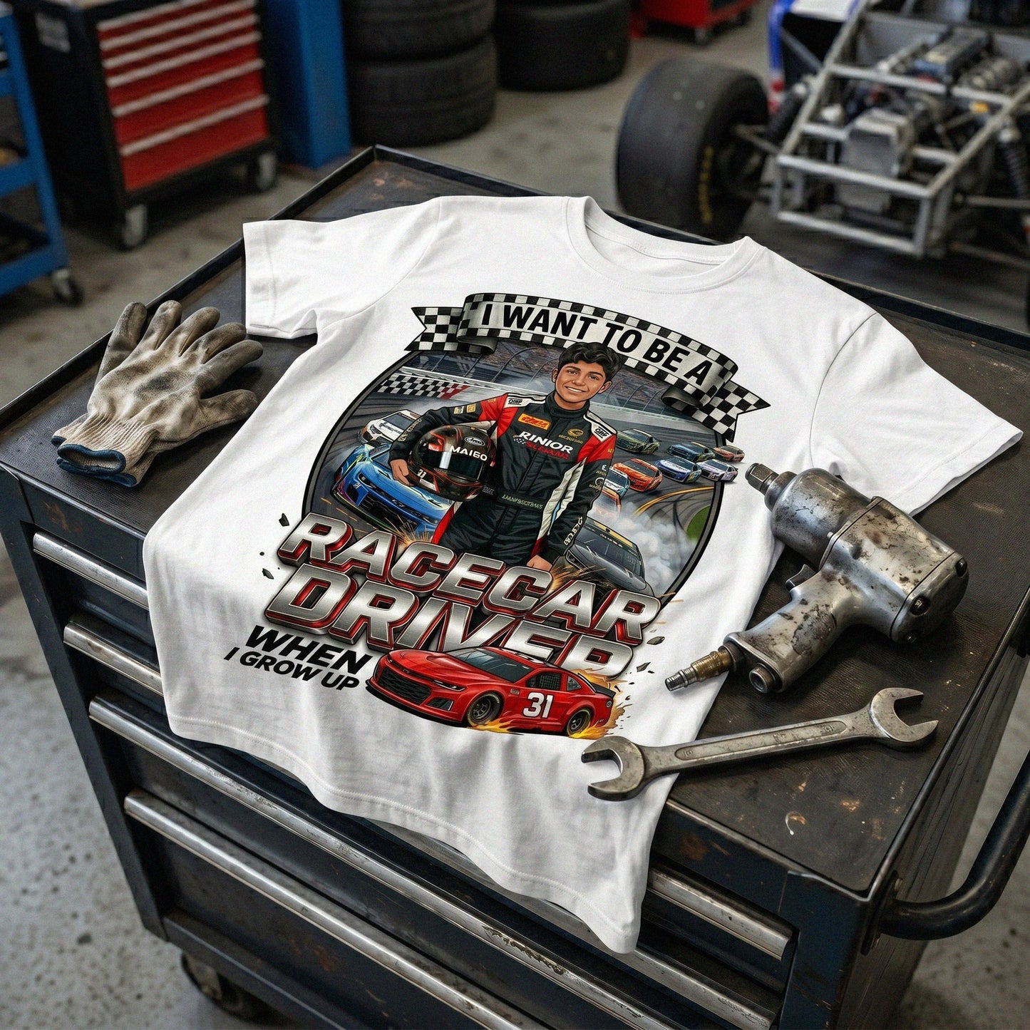Youth Future Racecar Driver Tee – Latino  Boy