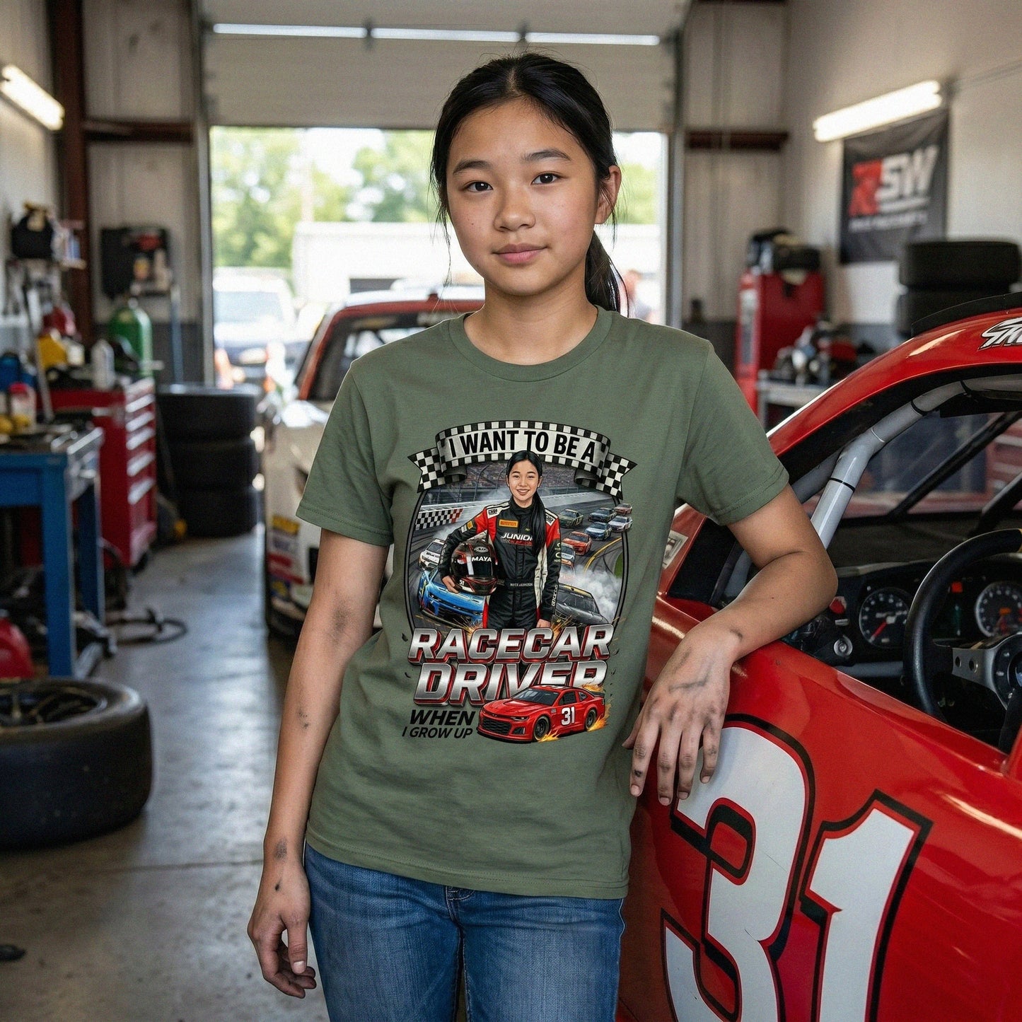 Future Racecar Driver Tee – Asian Girl
