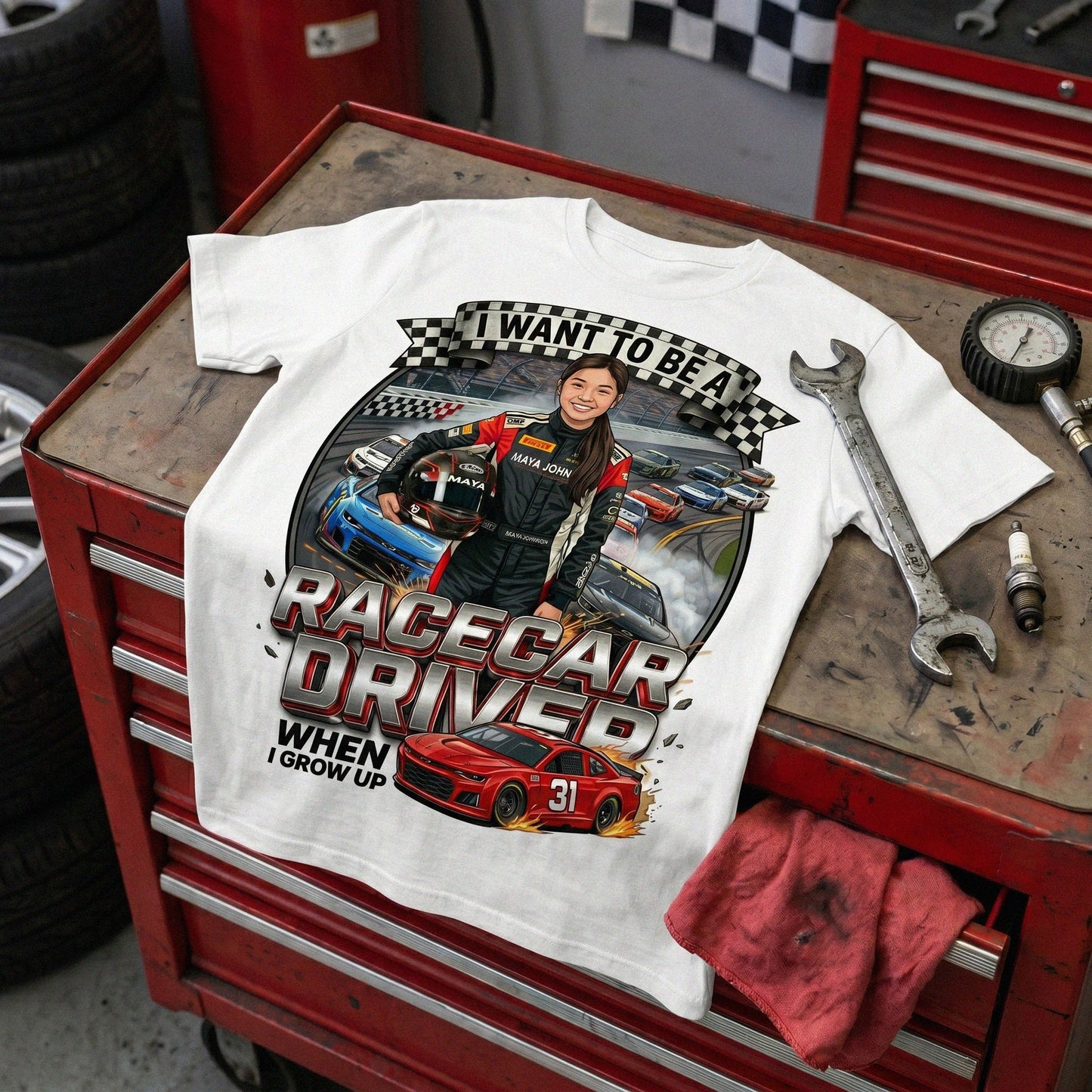 Future Racecar Driver Tee – Asian Girl
