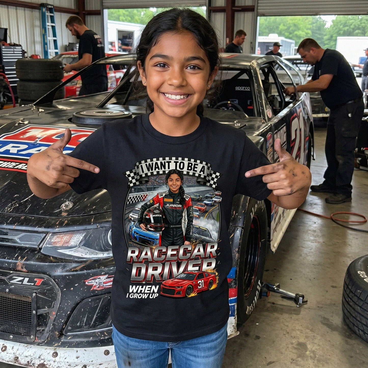 Youth Future Racecar Driver Tee – Latina Girl