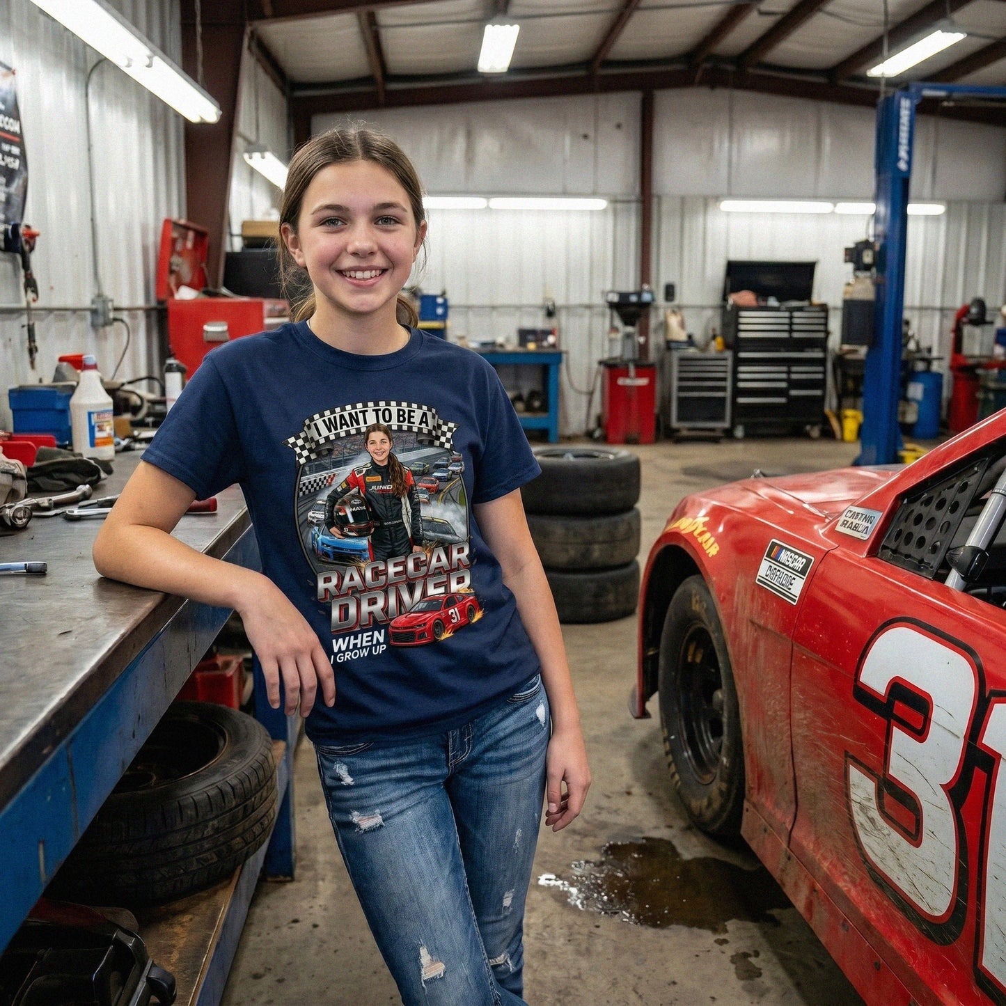 Future Racecar Driver Tee – White Girl