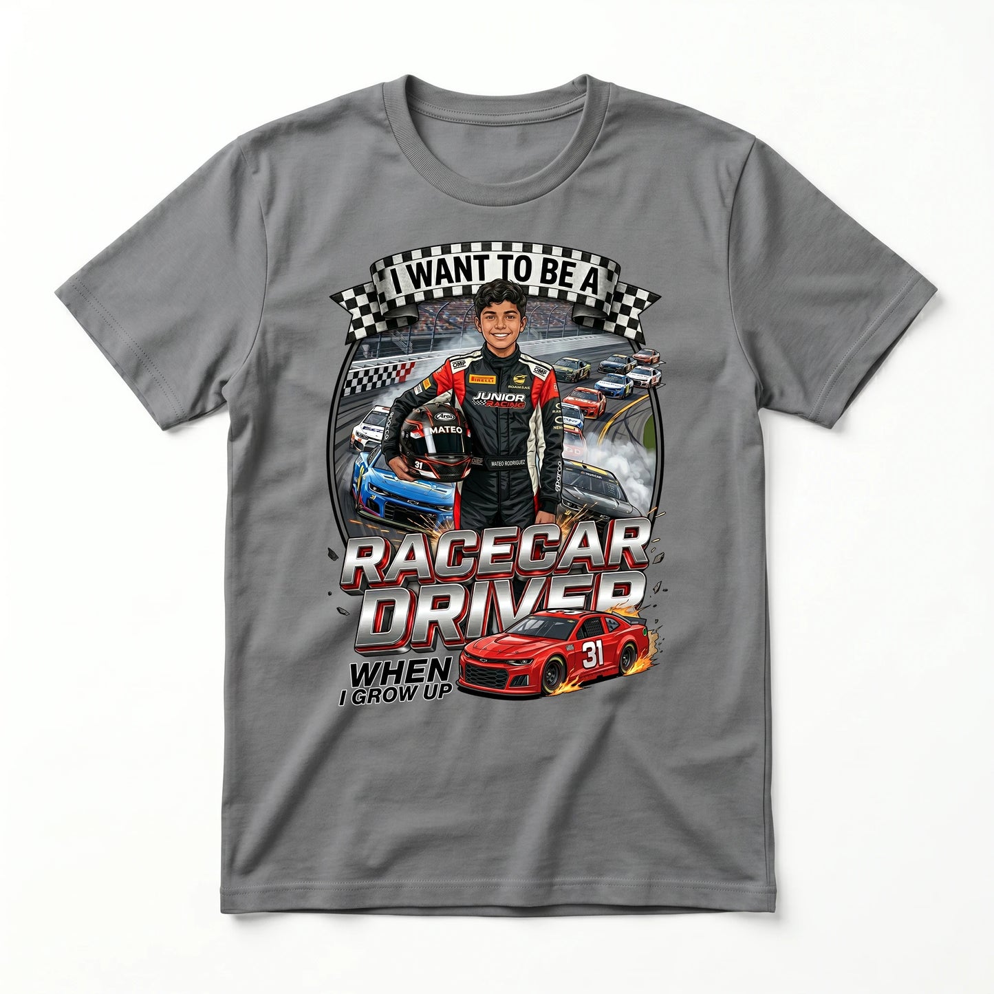 Youth Future Racecar Driver Tee – Latino  Boy