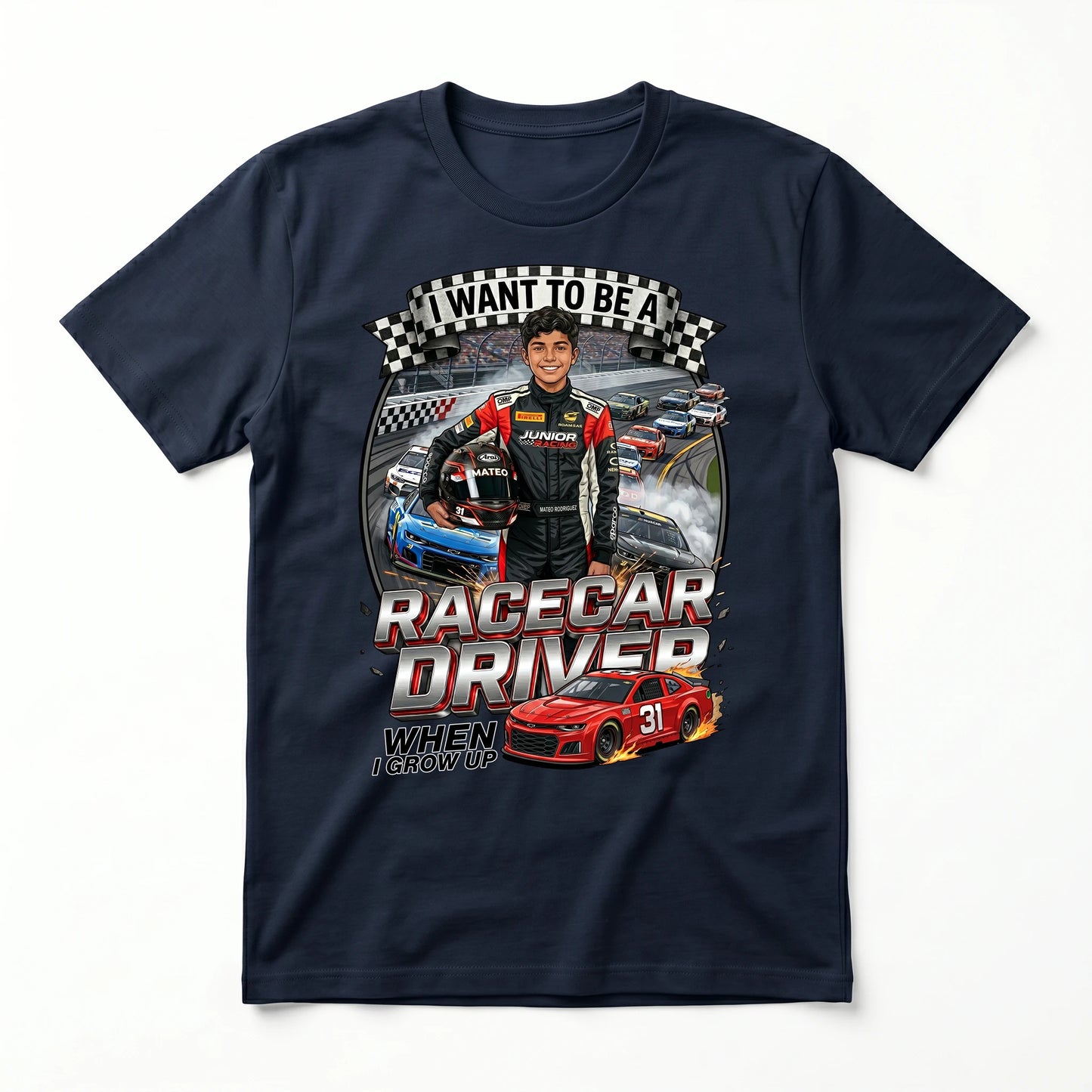 Youth Future Racecar Driver Tee – Latino  Boy