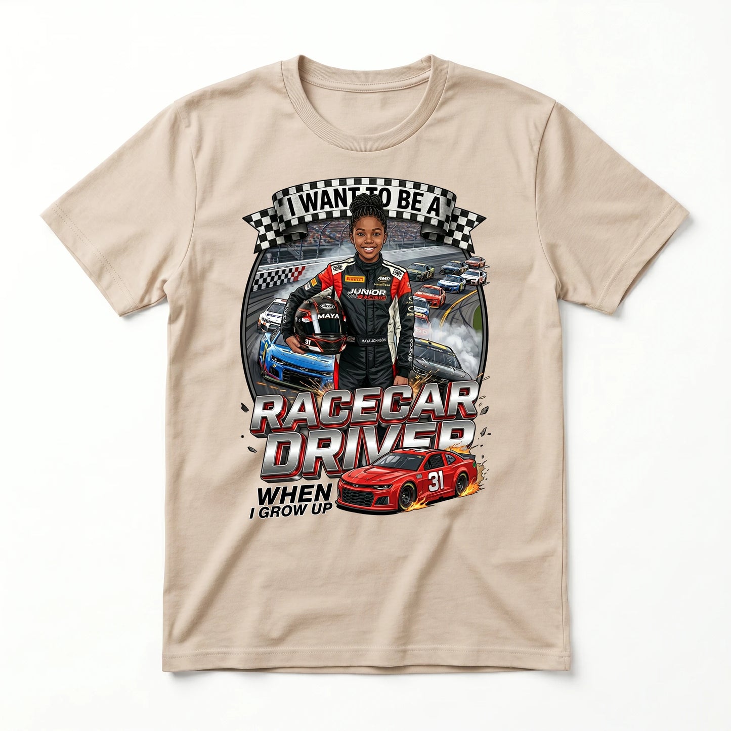 Future Racecar Driver Tee – Black Girl
