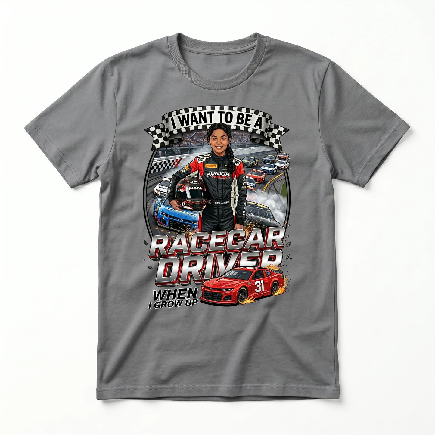 Youth Future Racecar Driver Tee – Latina Girl
